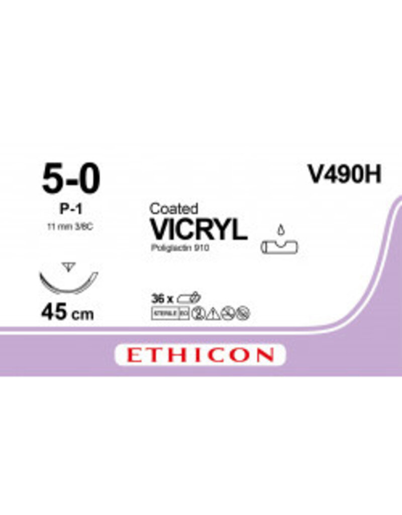 Ethicon Vicryl Hechtdraad 5-0 45cm P-1 V490H 36 stuks
