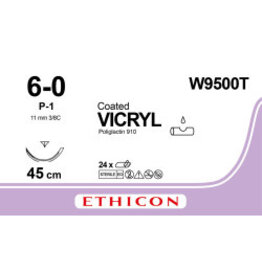 Ethicon Vicryl 6-0 45cm P-1 W9500T 24 stuks