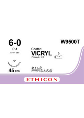 Ethicon Vicryl 6-0 45cm P-1 W9500T 24 stuks
