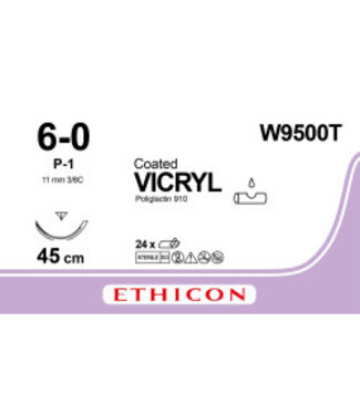 Vicryl 6-0 45cm P-1 W9500T 24 stuks