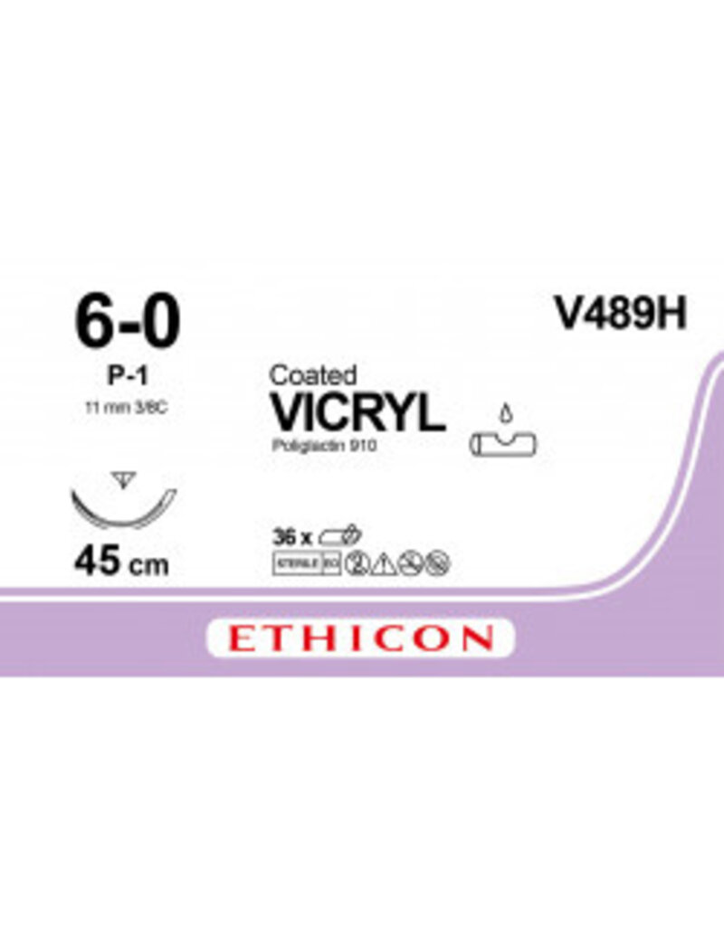 Ethicon Vicryl 6-0 45cm P-1 V489H 36 stuks
