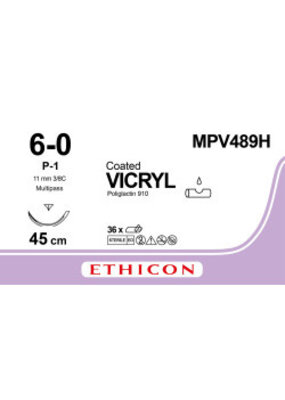 Ethicon Vicryl 6-0 45cm P-1 MPV489H 36 stuks