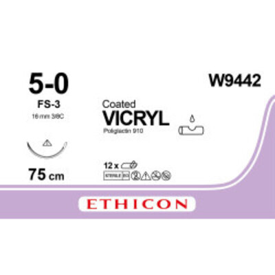 Ethicon Vicryl 5-0 75cm FS-3 W9442 12 stuks