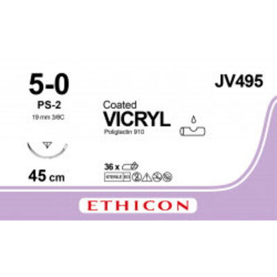 Ethicon Vicryl 5-0 45cm PS-2 JV495 36 stuks