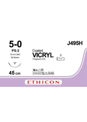 Ethicon Vicryl 5-0 45cm PS-2 J495H 36 stuks