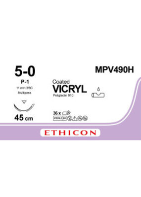 Ethicon Vicryl 5-0 45cm P-1 MPV490H 36 stuks