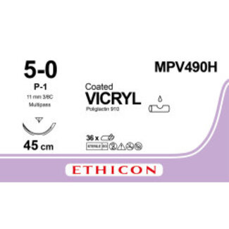 Ethicon Vicryl 5-0 45cm P-1 MPV490H 36 stuks