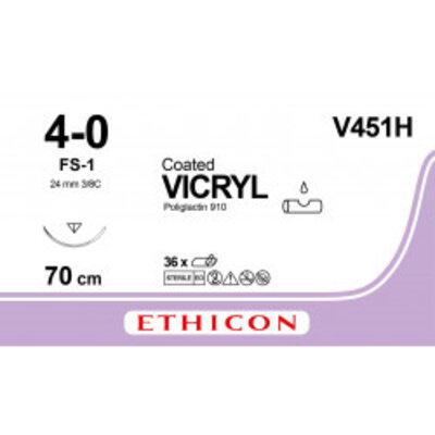 Ethicon Vicryl 4-0 70cm FS-1 V451H 36 stuks