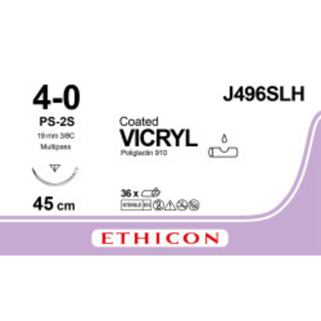 Ethicon Vicryl 4-0 45cm PS-2S J496SLH 36 stuks