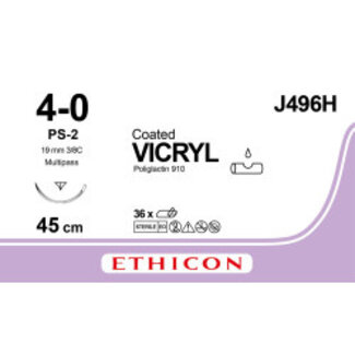Ethicon Vicryl 4-0 45cm PS-2 J496H 36 stuks