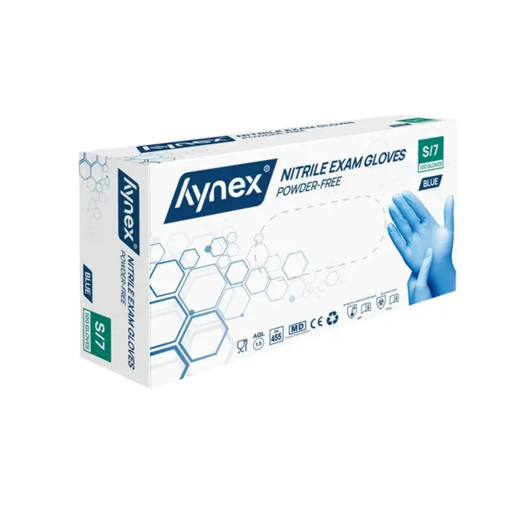 Hynex  nitril poedervrij blauw 3.5 gram 20 x 100 stuks