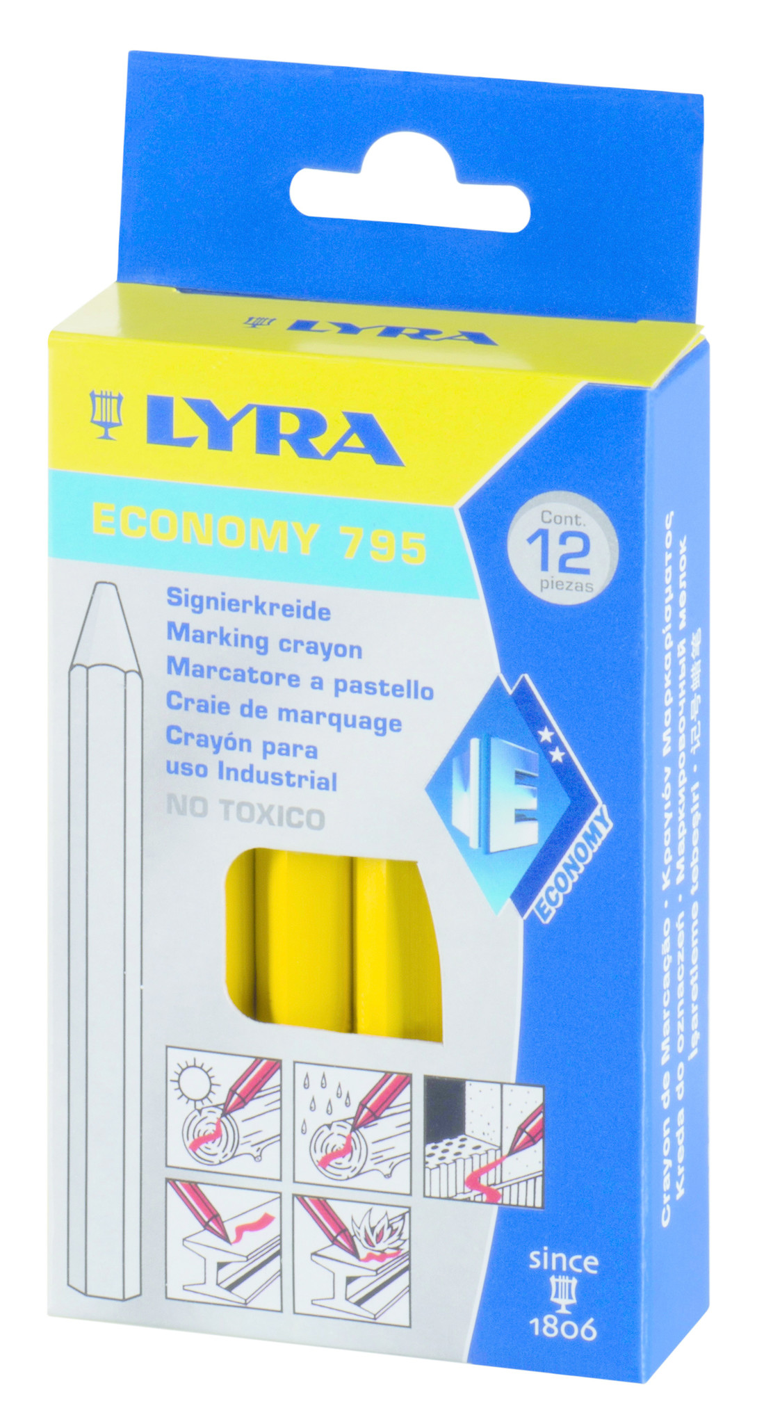 Merkkrijt Economy 795 geel (12 st.)