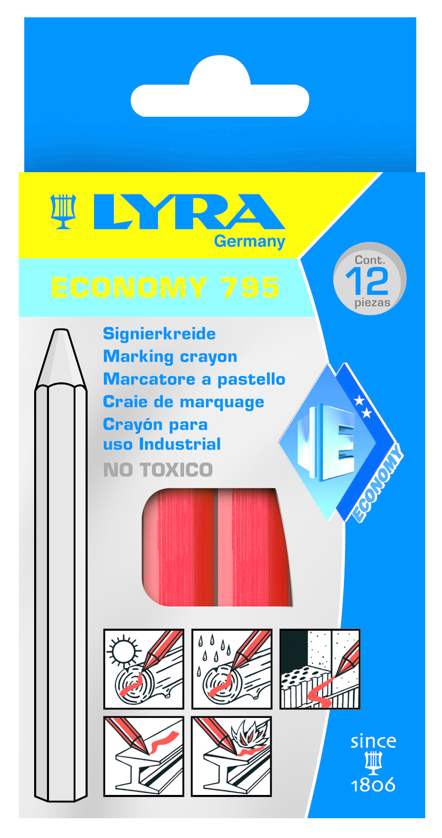Merkkrijt ECONOMY 795 rood (12 st.)