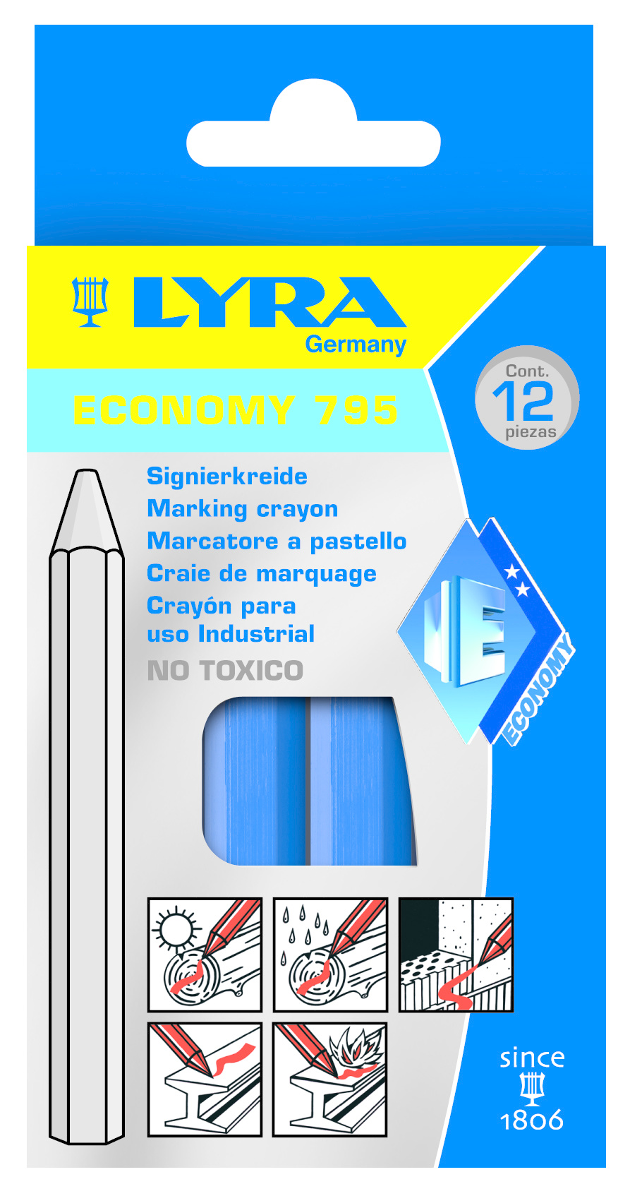 Merkkrijt ECONOMY 795 blauw (12 st.)