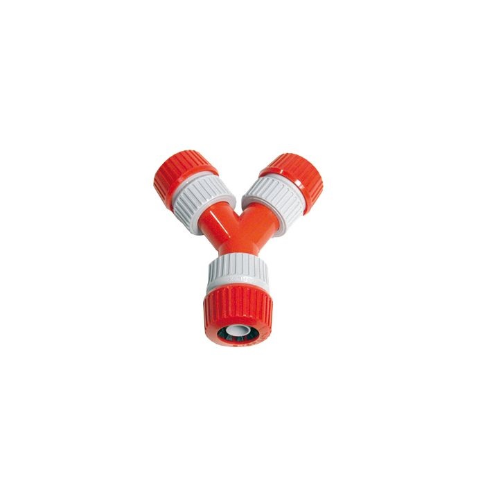 Y-vertakking met 3 opgeschroefde slanghouders ø 12-18 mm (pvc) op kaart