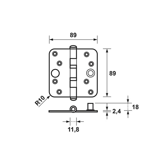 Axa VH kogellagerscharnier topcoat gegalv. 89 x 89mm SKG***