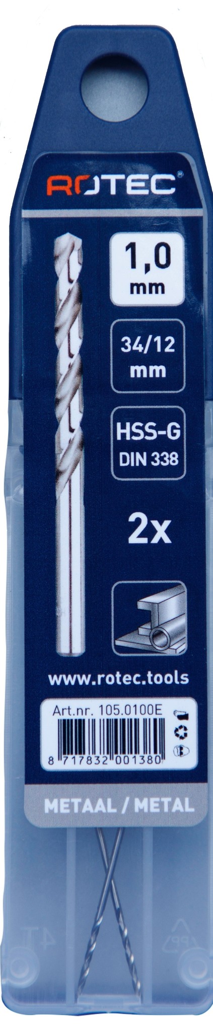 Rotec HSS-G Spiraalboor DIN338 type N  1 mm  1 st.