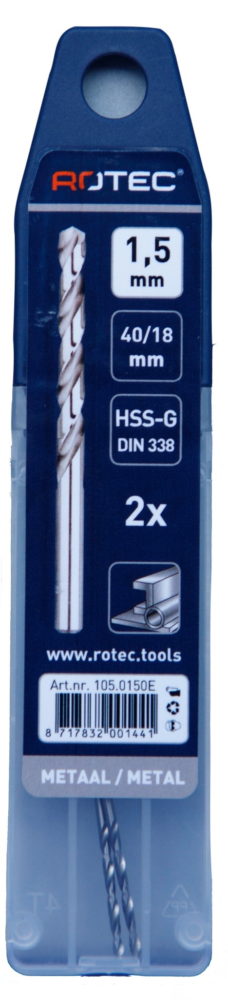 Rotec HSS-G Spiraalboor DIN338 type N 1,5 mm 1 st.