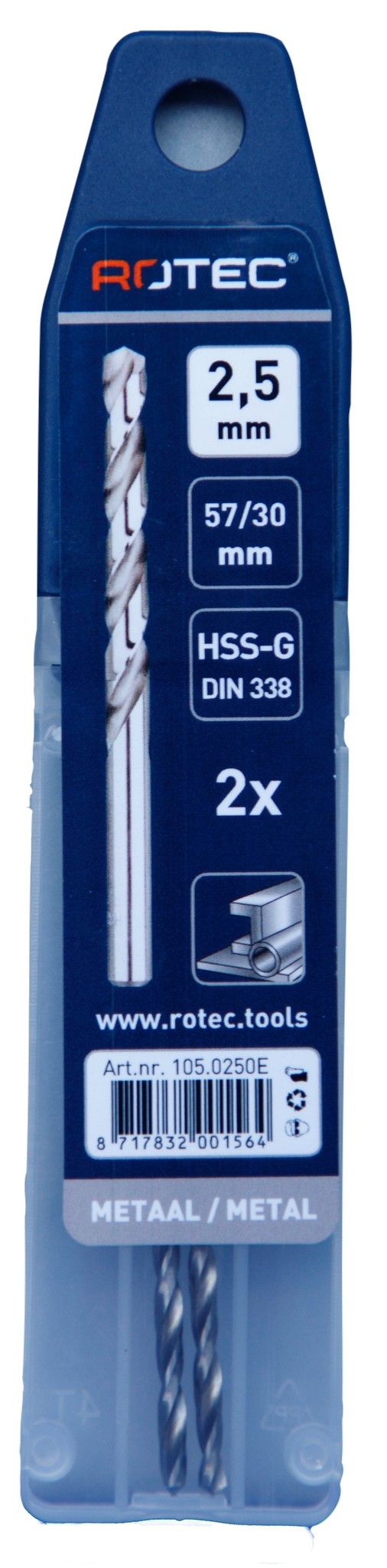Rotec HSS-G Spiraalboor DIN338 type N  2,5 mm  1 st.