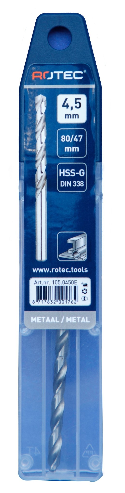 Rotec HSS-G Spiraalboor DIN338 type N  4,5 mm  1 st.