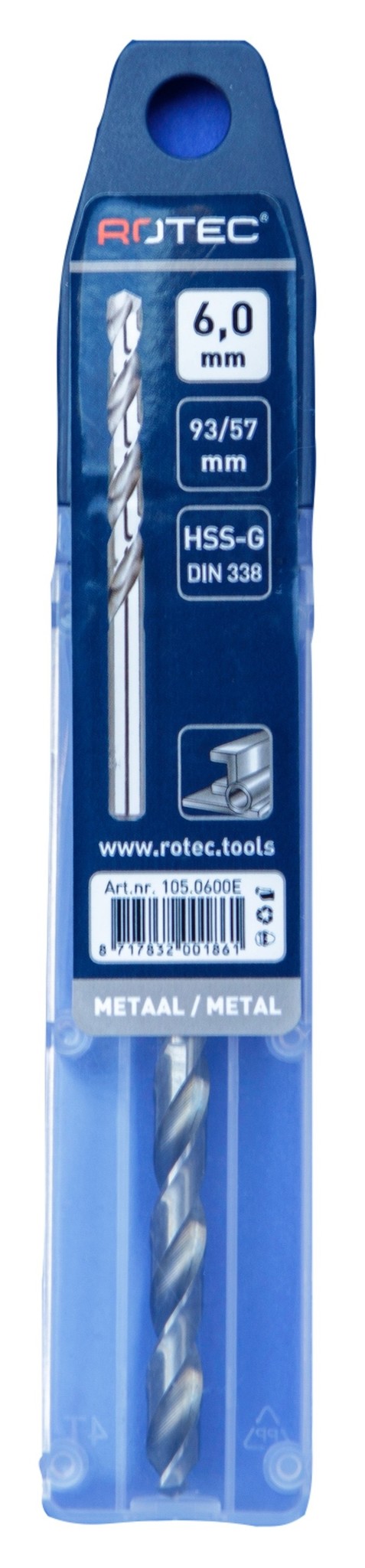 Rotec HSS-G Spiraalboor DIN338 type N 6 mm 1 st.