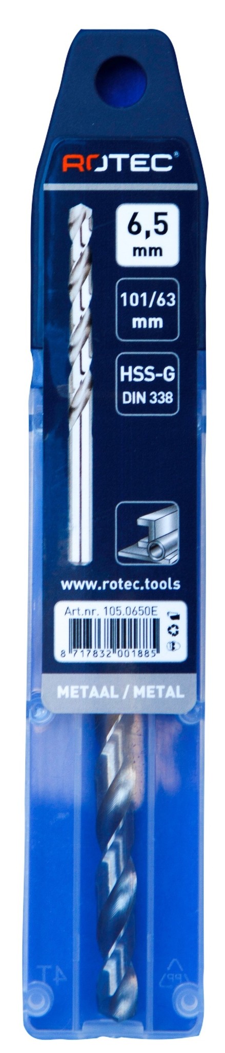 Rotec HSS-G Spiraalboor DIN338 type N 6,5 mm 1 st.