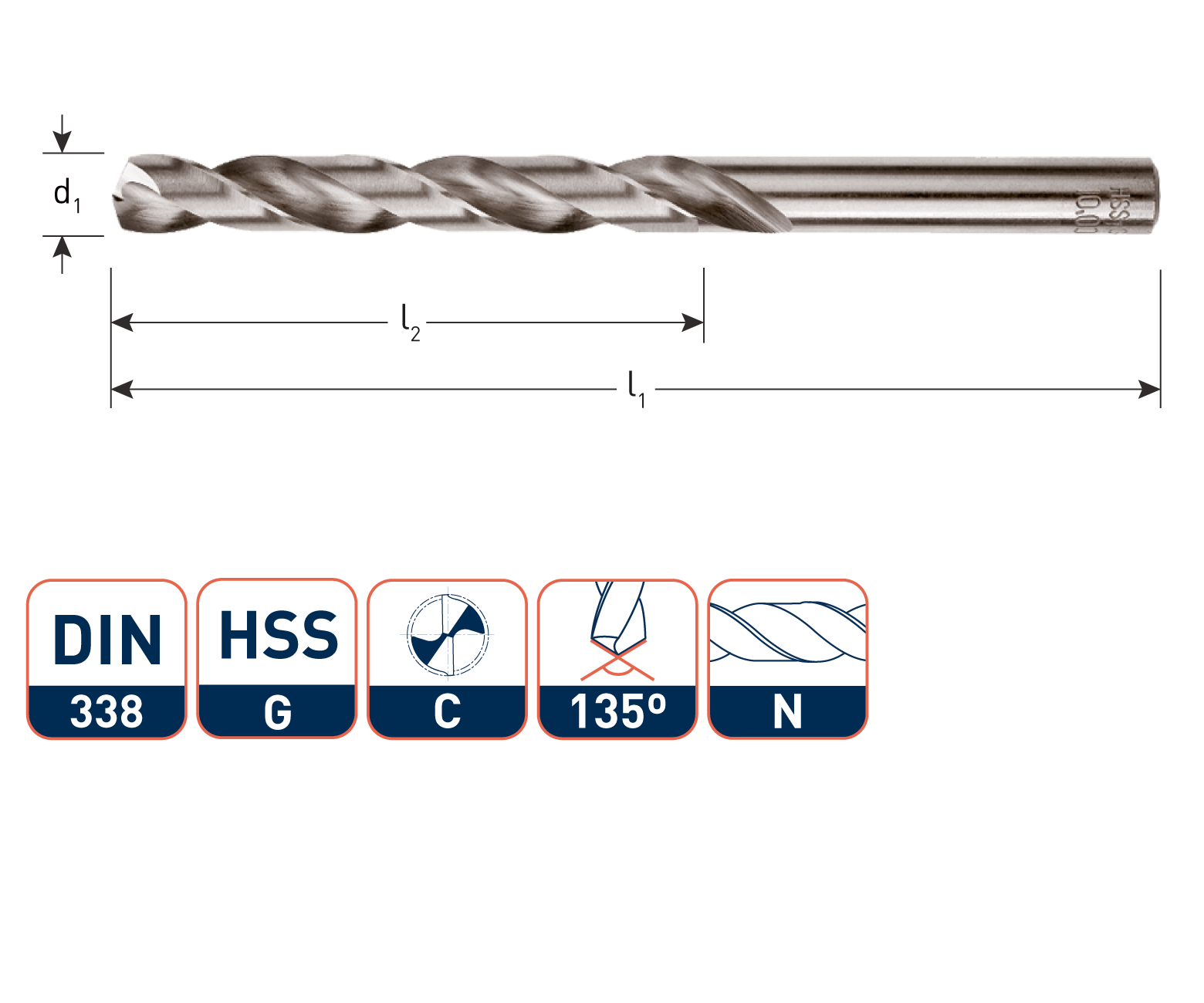 Rotec HSS-G Spiraalboor DIN338 type N  7,5 mm  10 st.