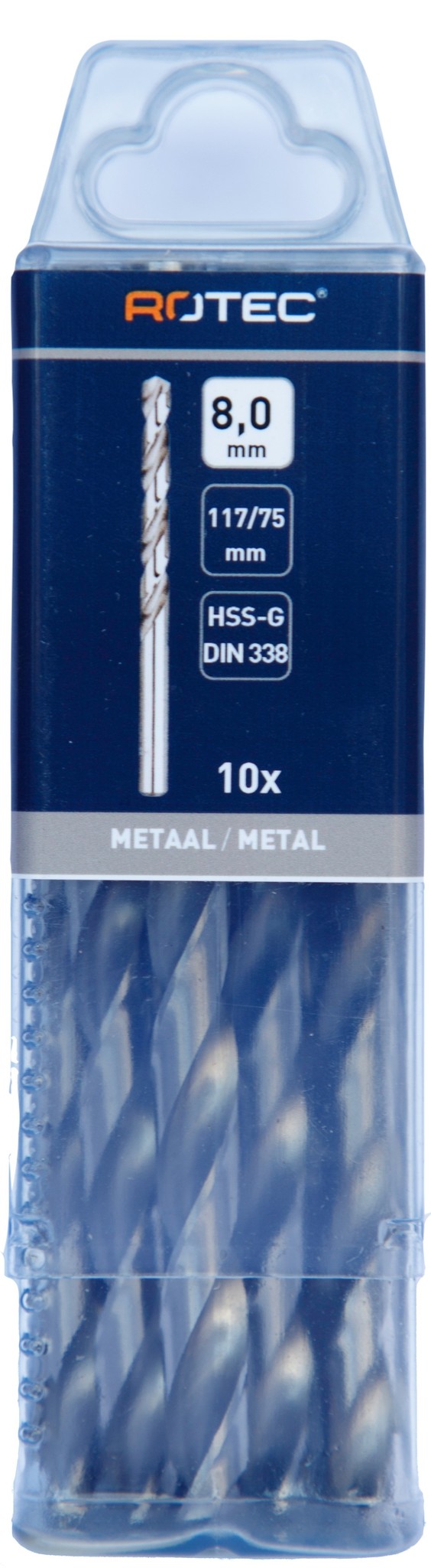 Rotec HSS-G Spiraalboor DIN338 type N  8 mm  10 st.