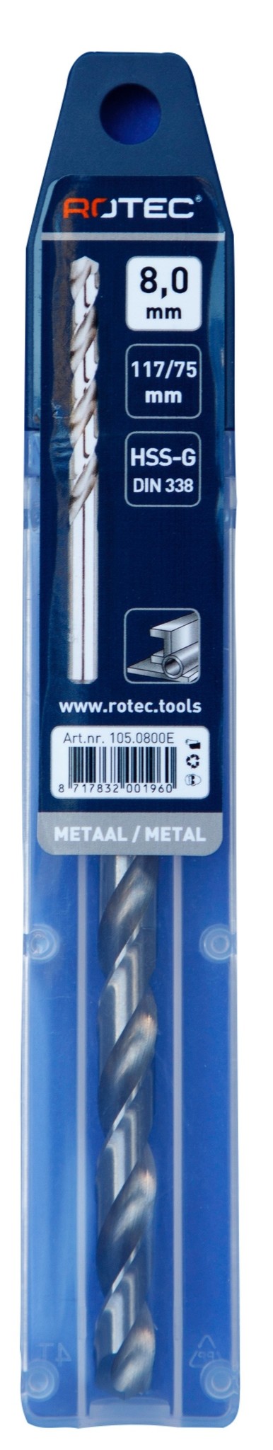 Rotec HSS-G Spiraalboor DIN338 type N  8 mm  1 st.