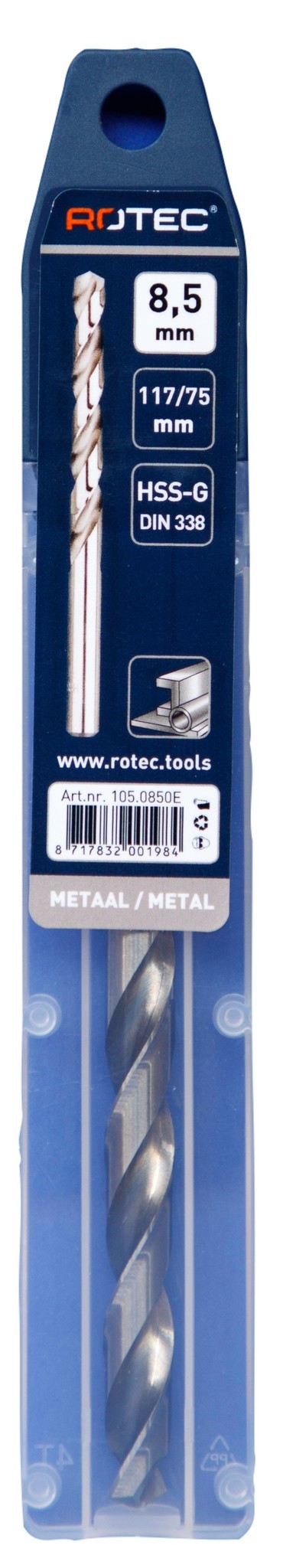 Rotec HSS-G Spiraalboor DIN338 type N  8,5 mm  1 st.