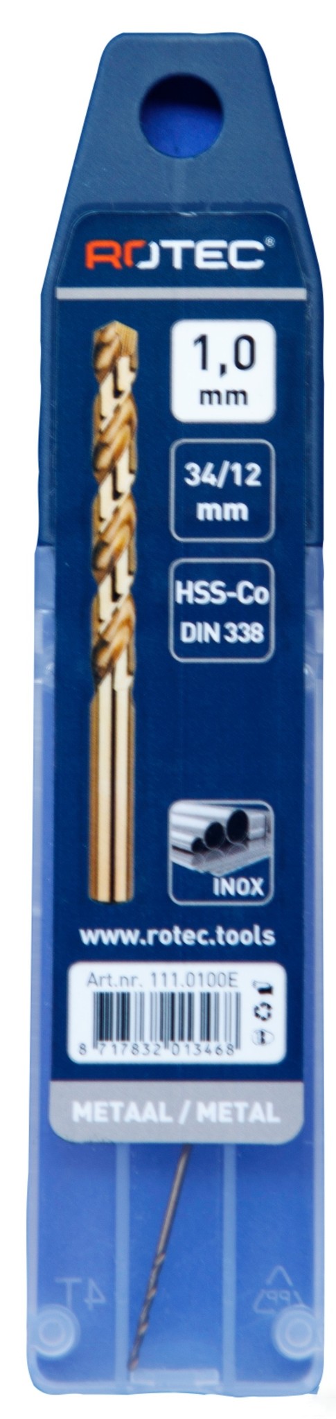 Rotec HSS-E Cobalt-5 Spiraalboor DIN338 type N   1 mm