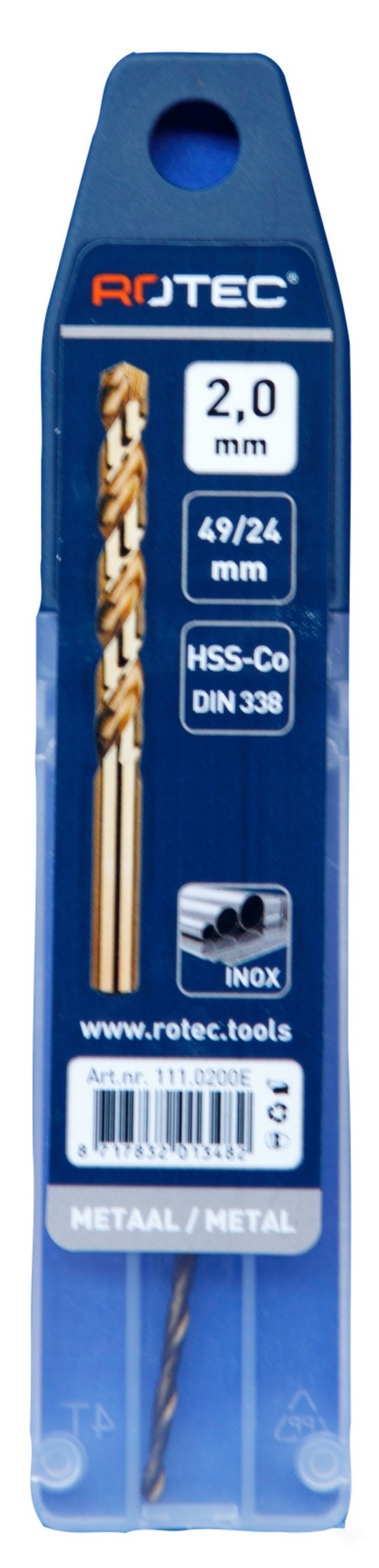 Rotec HSS-E Cobalt-5 Spiraalboor DIN338 type N   2 mm