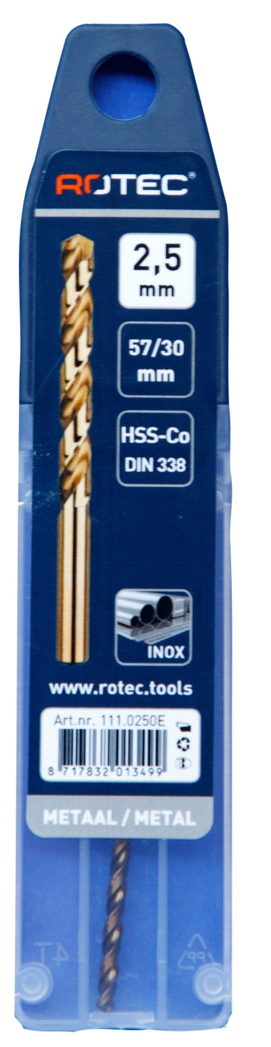 Rotec HSS-E Cobalt-5 Spiraalboor DIN338 type N   2,5 mm