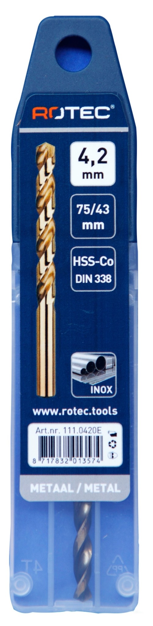 Rotec HSS-E Cobalt-5 Spiraalboor DIN338 type N   4,2 mm