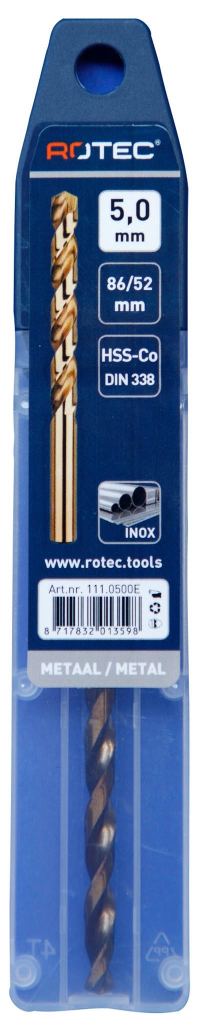 Rotec HSS-E Cobalt-5 Spiraalboor DIN338 type N   5 mm