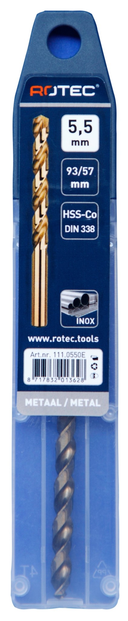 Rotec HSS-E Cobalt-5 Spiraalboor DIN338 type N   5,5 mm