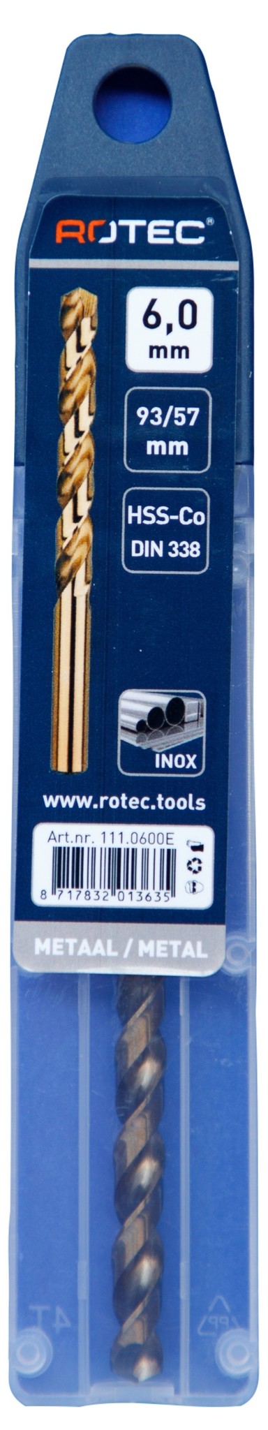 Rotec HSS-E Cobalt-5 Spiraalboor DIN338 type N   6 mm