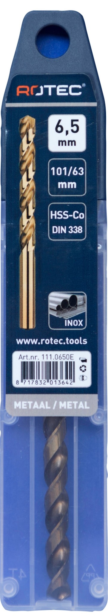 Rotec HSS-E Cobalt-5 Spiraalboor DIN338 type N   6,5 mm