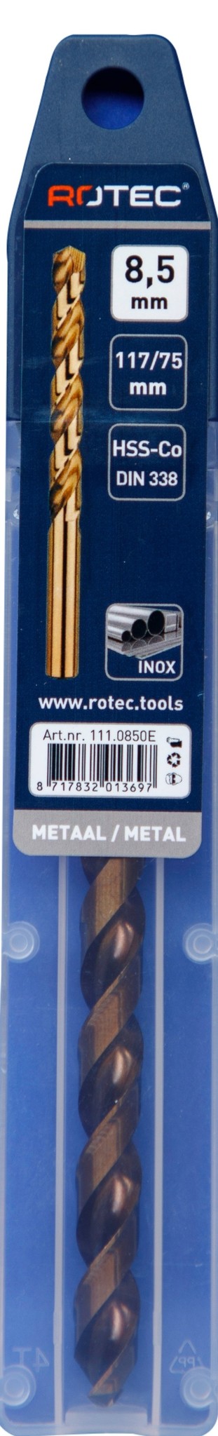 Rotec HSS-E Cobalt-5 Spiraalboor DIN338 type N   8,5 mm