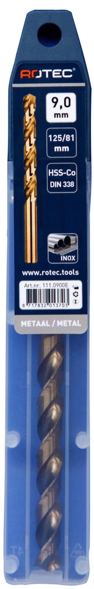 Rotec HSS-E Cobalt-5 Spiraalboor DIN338 type N   9 mm
