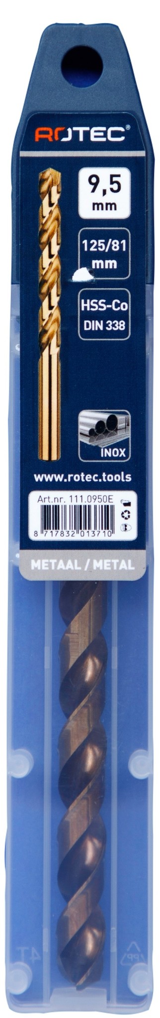Rotec HSS-E Cobalt-5 Spiraalboor DIN338 type N   9,5 mm