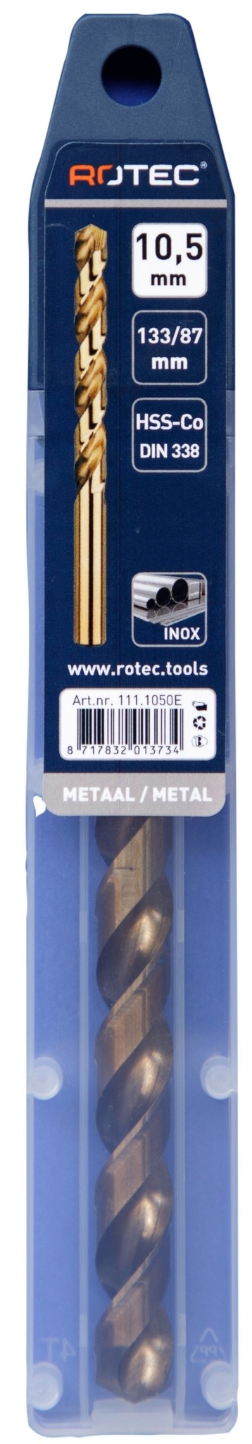 Rotec HSS-E Cobalt-5 Spiraalboor DIN338 type N   10,5 mm