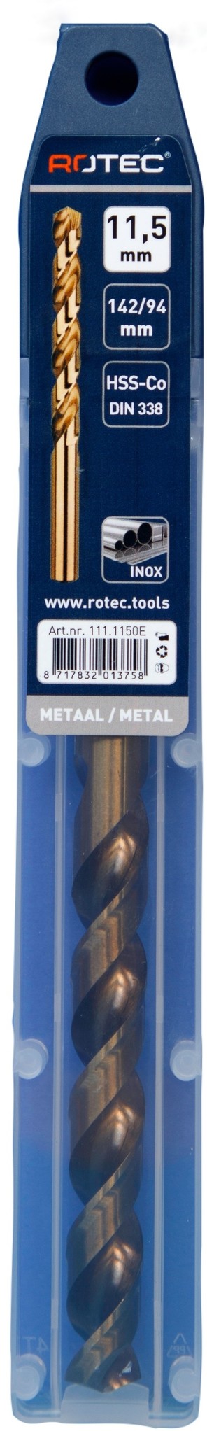 Rotec HSS-E Cobalt-5 Spiraalboor DIN338 type N   11,5 mm