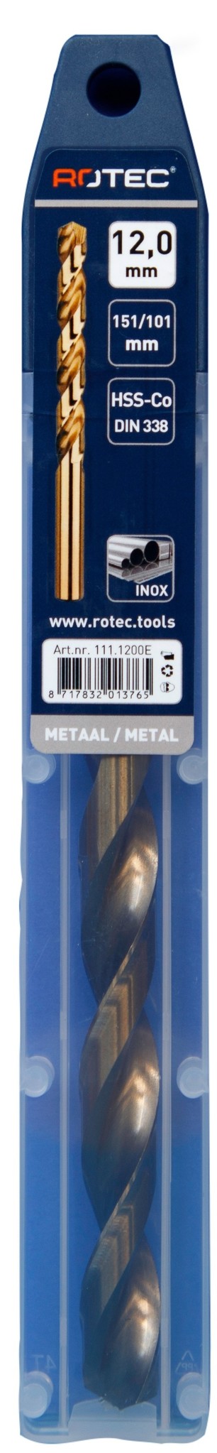 Rotec HSS-E Cobalt-5 Spiraalboor DIN338 type N   12 mm