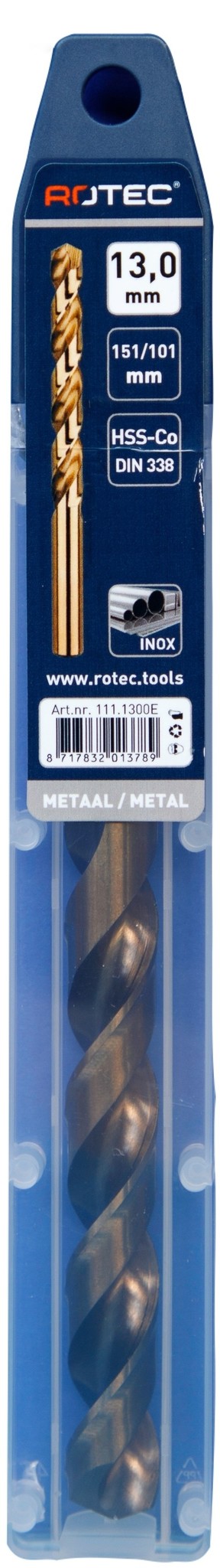 Rotec HSS-E Cobalt-5 Spiraalboor DIN338 type N   13 mm