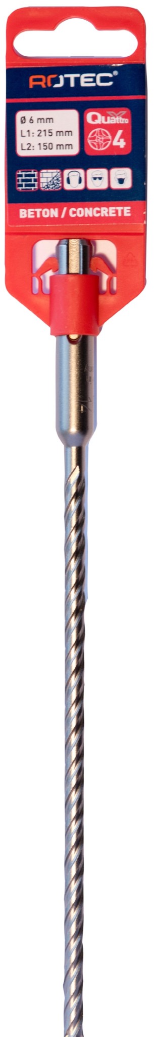 Rotec Hamerboor SDS plus Quattro-X  6,0x150/215