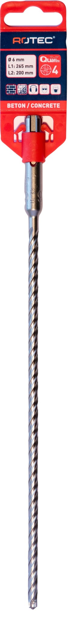 Rotec Hamerboor SDS plus Quattro-X 6,0x200/265
