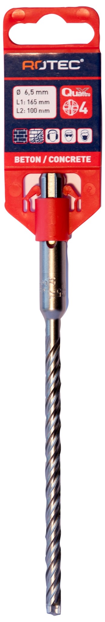 Rotec Hamerboor SDS plus Quattro-X 6,5x100/165