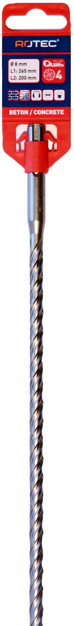 Rotec Hamerboor SDS plus Quattro-X  8,0x200/265