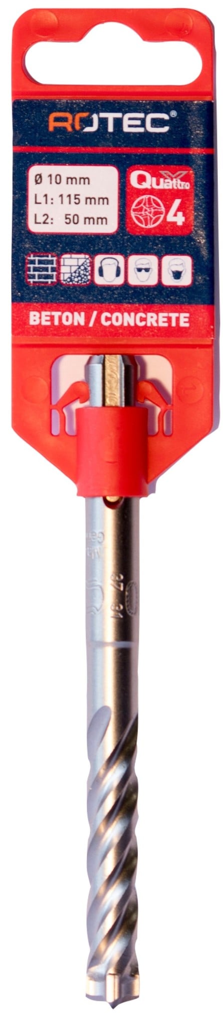 Rotec Hamerboor SDS plus Quattro-X  10,0x50/115